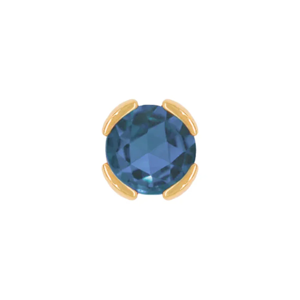 threadless: "Peekaboo" End in Gold with Rose Cut London Blue Topaz - Image 2