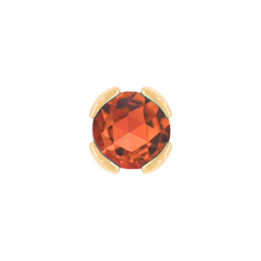 threadless: "Peekaboo" End in Gold with Rose Cut Orange Garnet - Image 2