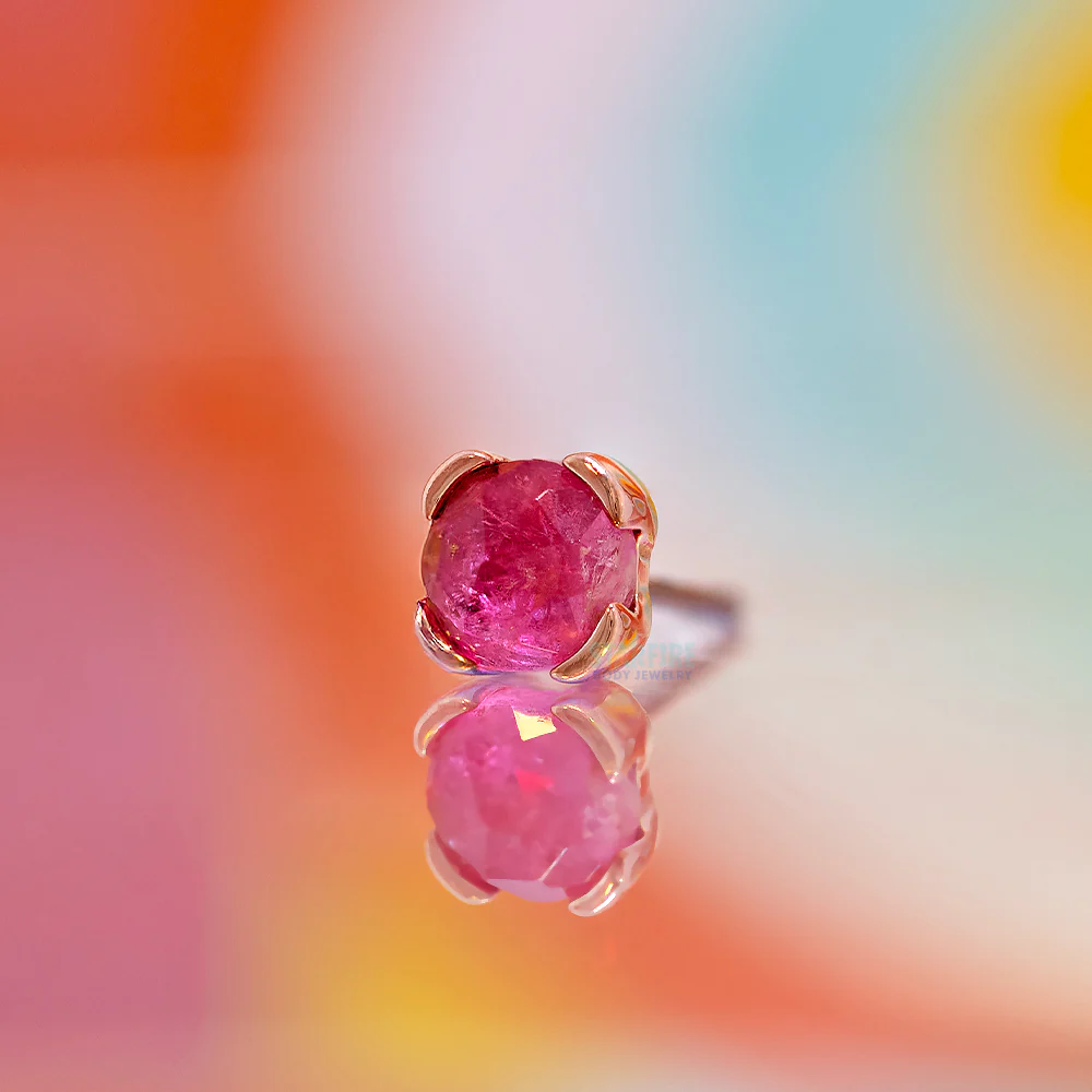 threadless: "Peekaboo" End in Gold with Rose Cut Pink Tourmaline - Image 2