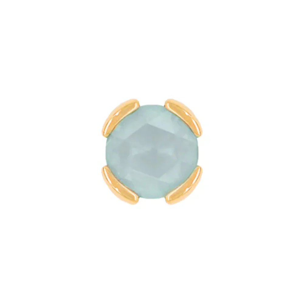 threadless: "Peekaboo" End in Gold with SANDBLASTED Rose Cut Aquamarine