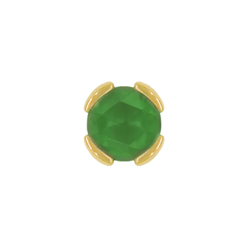 threadless: "Peekaboo" End in Gold with SANDBLASTED Rose Cut Green Tourmaline - Image 2