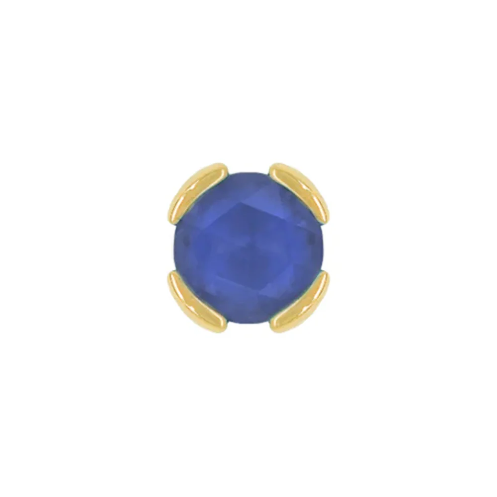 threadless: "Peekaboo" End in Gold with SANDBLASTED Rose Cut London Blue Topaz