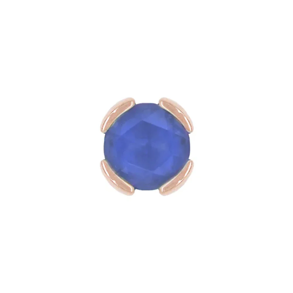 threadless: "Peekaboo" End in Gold with SANDBLASTED Rose Cut London Blue Topaz - Image 3