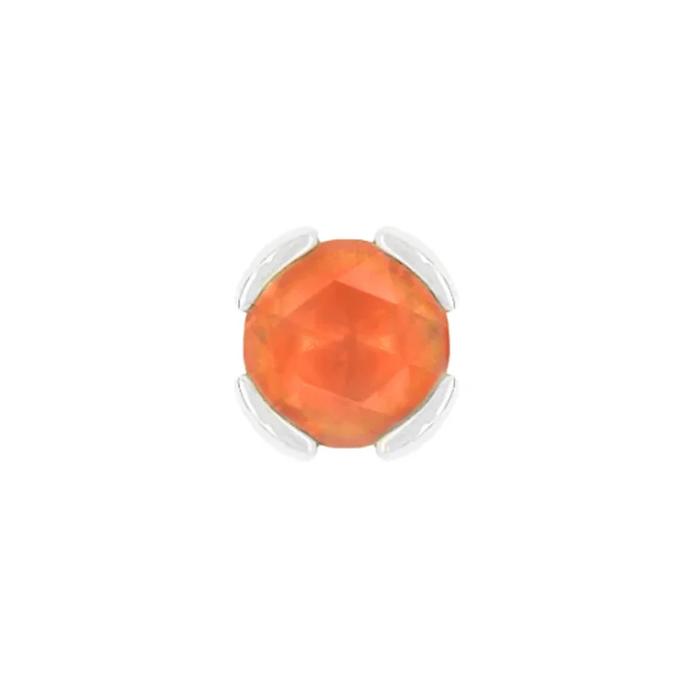 threadless: "Peekaboo" End in Gold with SANDBLASTED Rose Cut Orange Garnet - Image 2