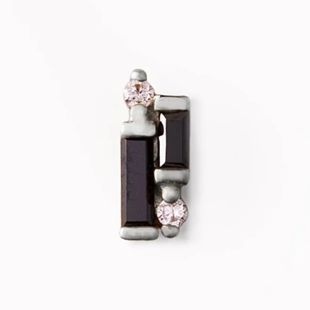 threadless: "Perspective" End in Gold with Black Spinel & CZ's - Image 3
