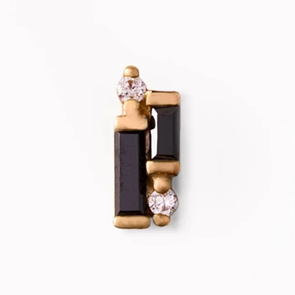 threadless: "Perspective" End in Gold with Black Spinel & CZ's - Image 4