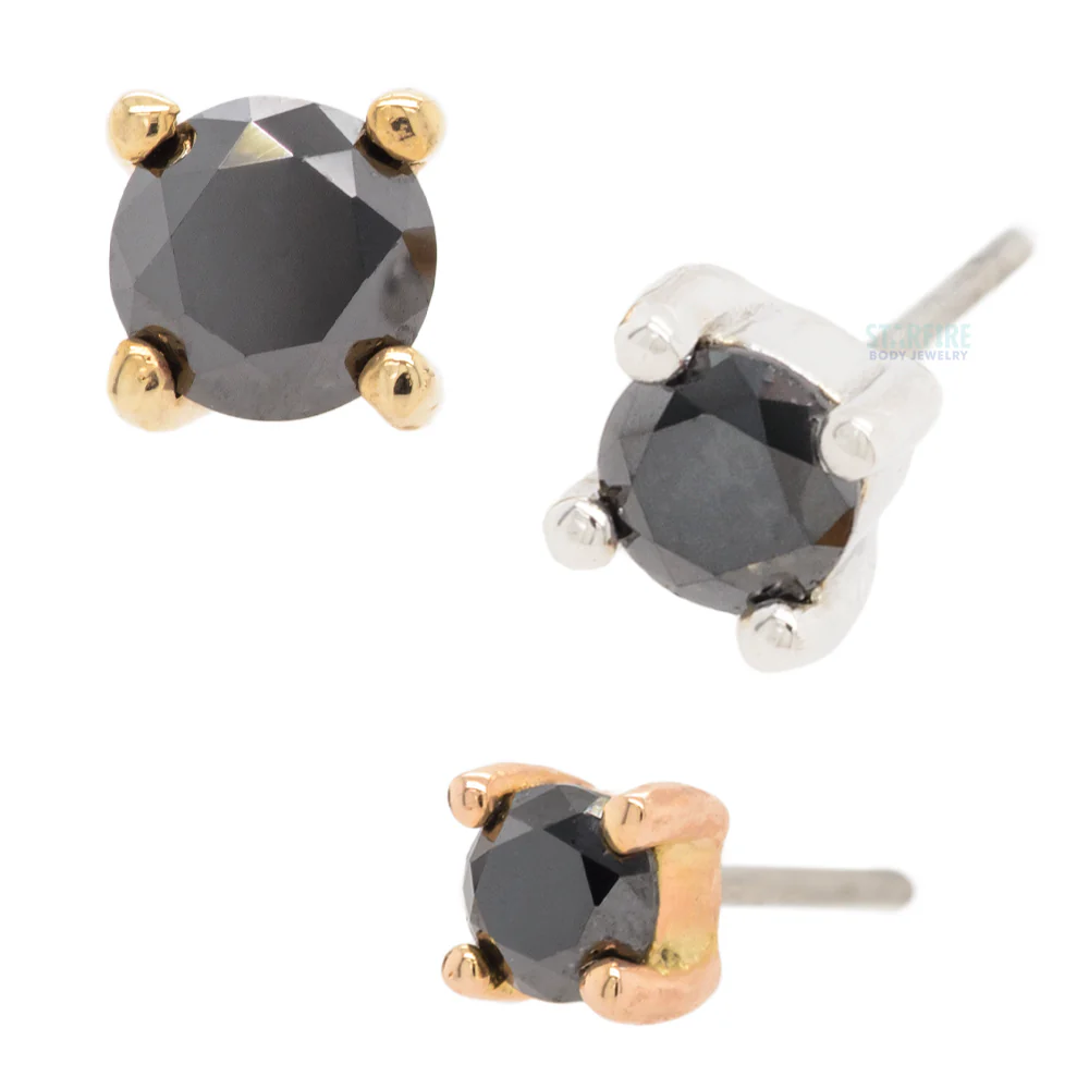 threadless: Prong-Set Black Diamond End in Gold