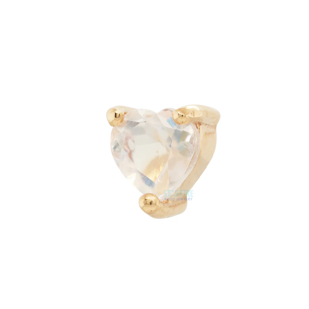 threadless: Prong-Set Heart End in Gold with Rainbow Moonstone