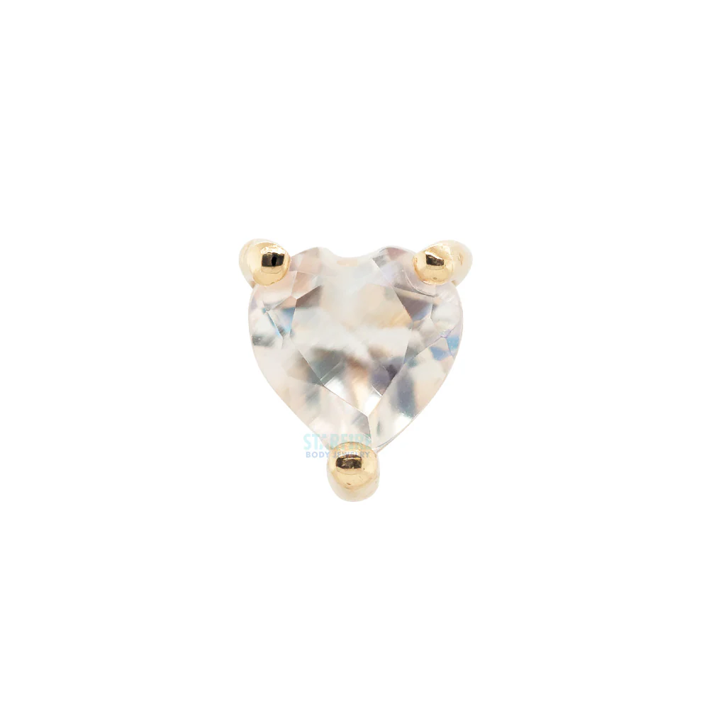 threadless: Prong-Set Heart End in Gold with Rainbow Moonstone - Image 3