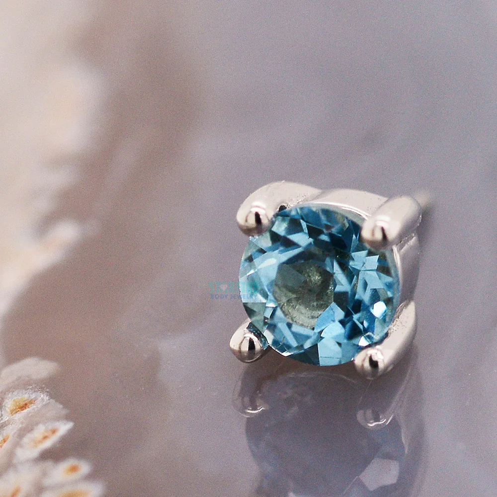 threadless: Prong-Set London Blue Topaz End in Gold - Image 2