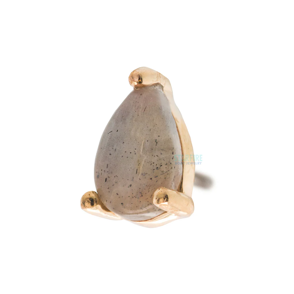 threadless: Prong-Set Pear End in Gold with Labradorite