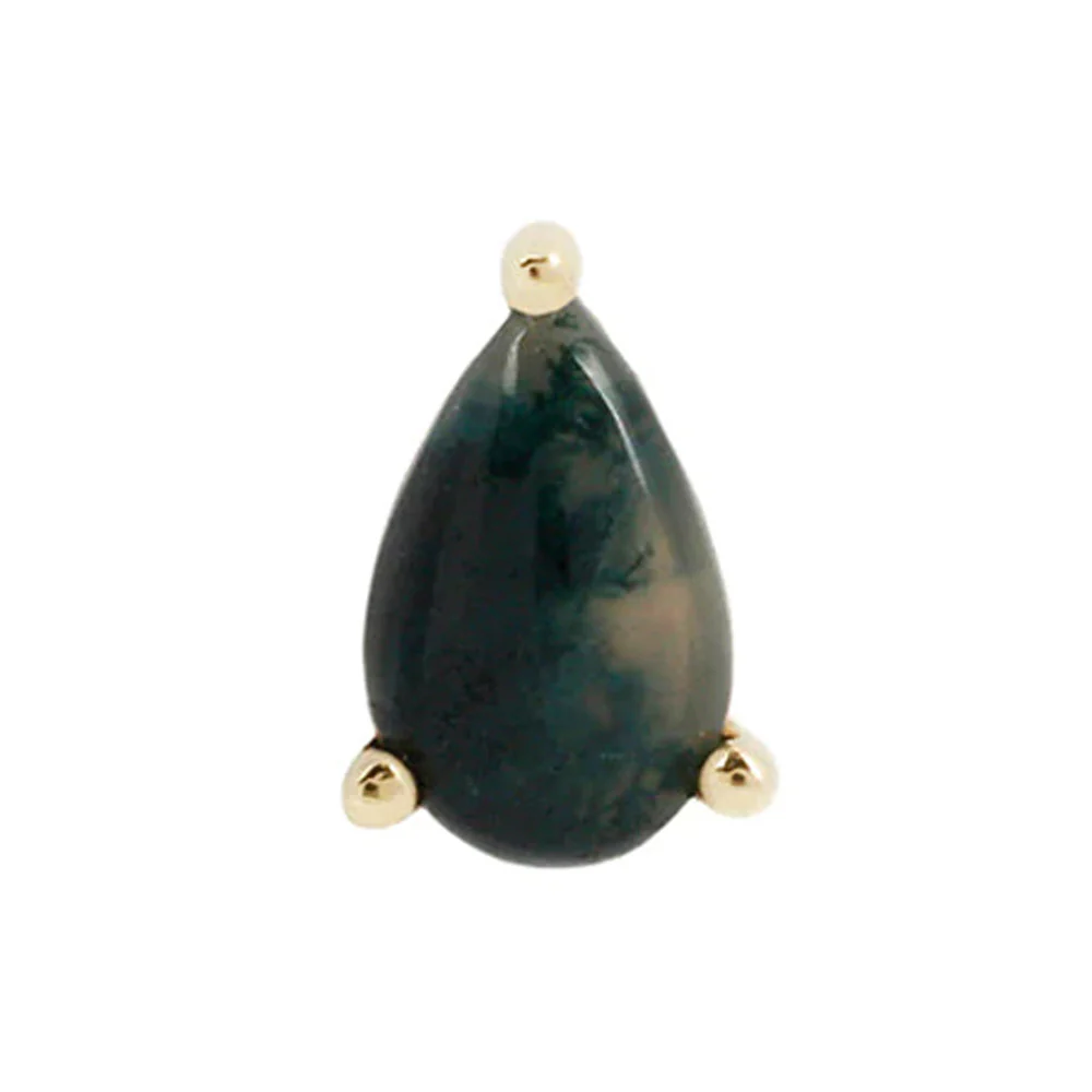 threadless: Prong-Set Pear End in Gold with Moss Agate - Image 2