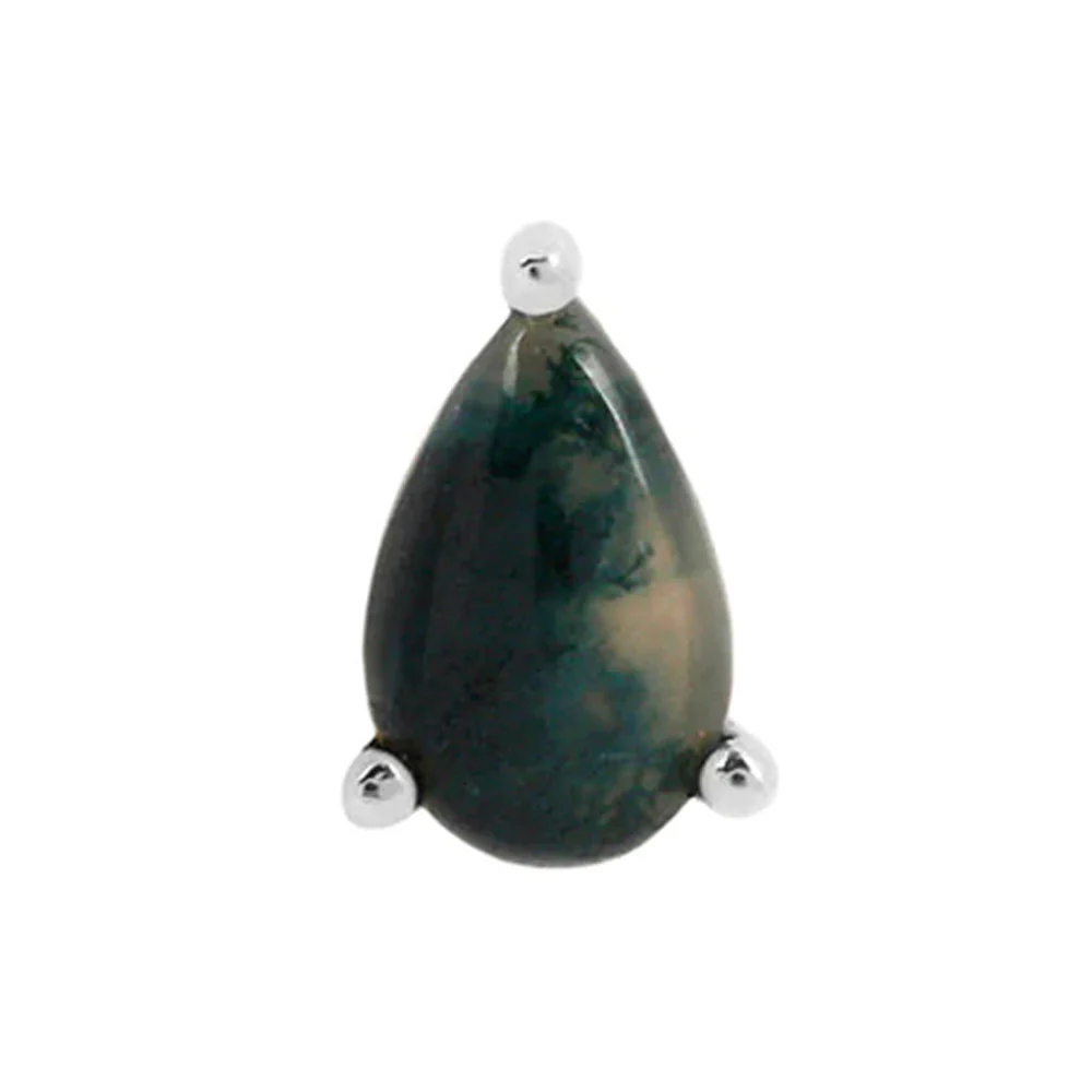 threadless: Prong-Set Pear End in Gold with Moss Agate - Image 3