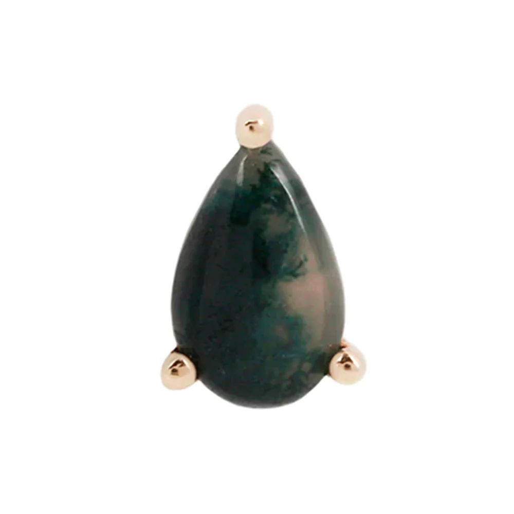 threadless: Prong-Set Pear End in Gold with Moss Agate - Image 4