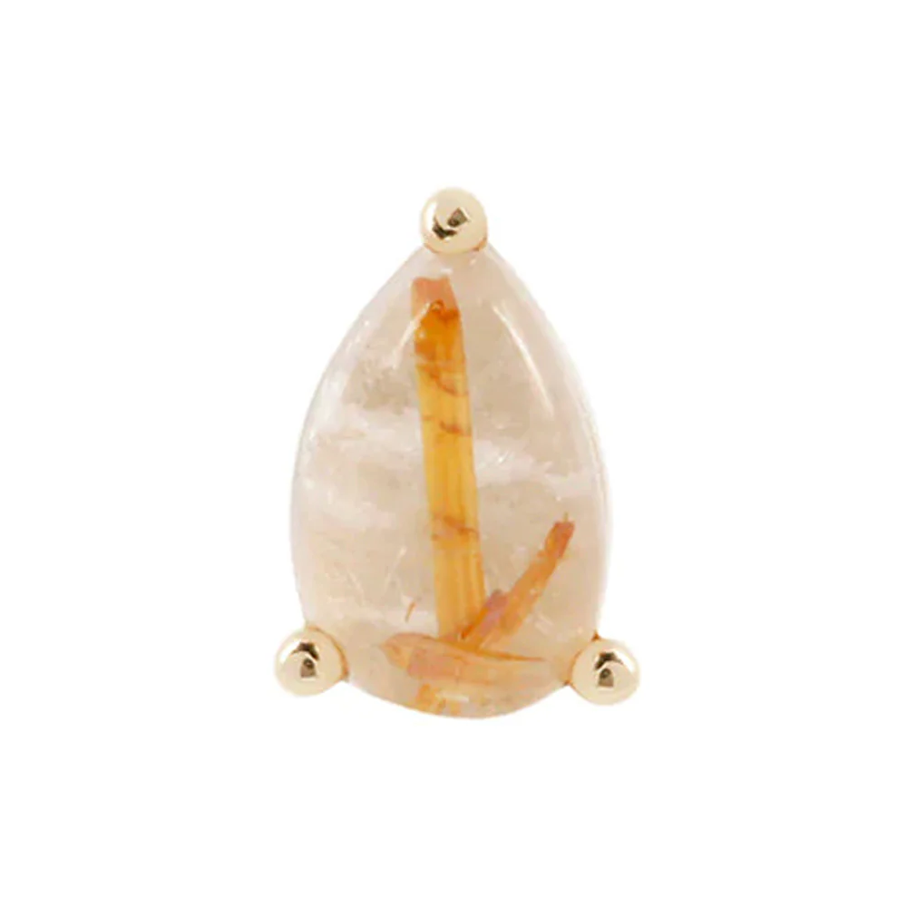 threadless: Prong-Set Pear End in Gold with Rutilated Quartz - Image 2
