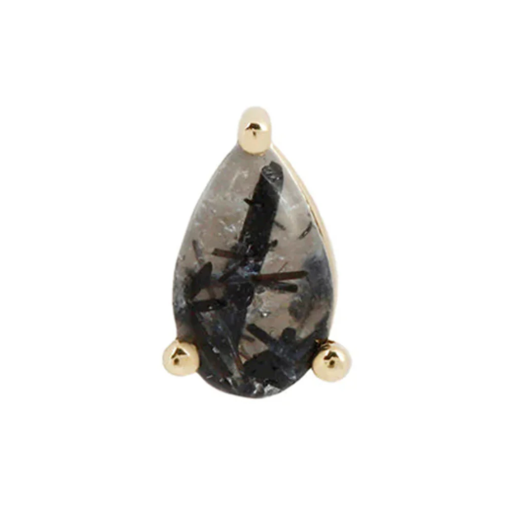 threadless: Prong-Set Pear End in Gold with Tourmalated Quartz - Image 2