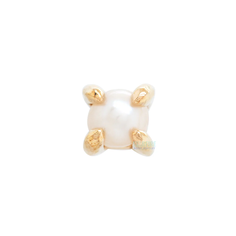 threadless: Prong-Set Pearl End in Gold - Image 3