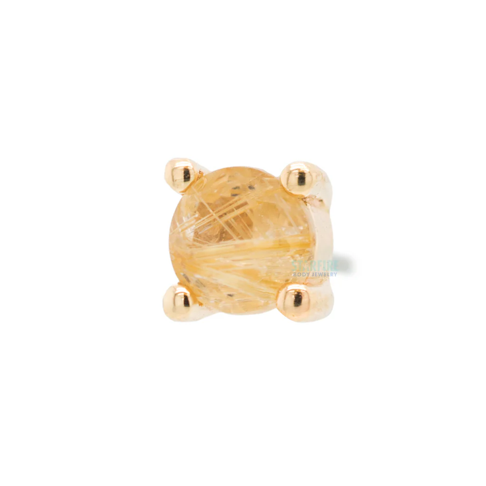 threadless: Prong-Set Rutilated Quartz End in Gold - Image 2
