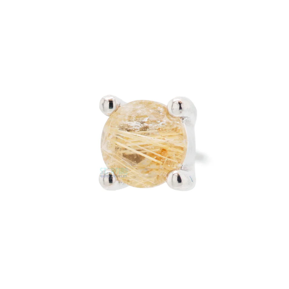 threadless: Prong-Set Rutilated Quartz End in Gold - Image 3