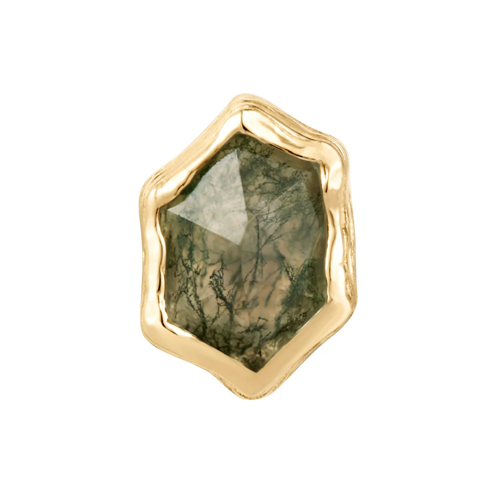 threadless: "Pump Up the Volume" End in Gold with Moss Agate - Image 3