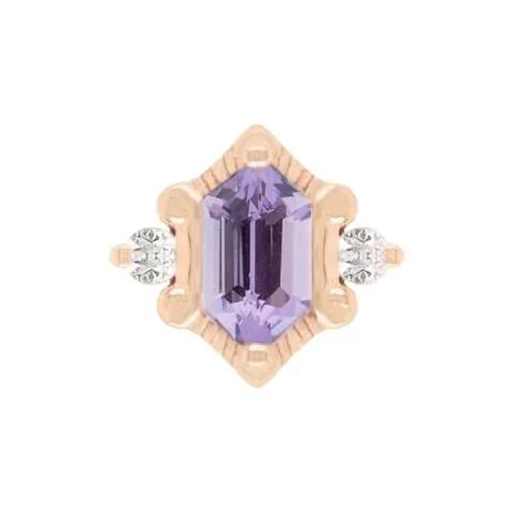 threadless: "Reyna" End in Gold with Amethyst & CZ's - Image 3