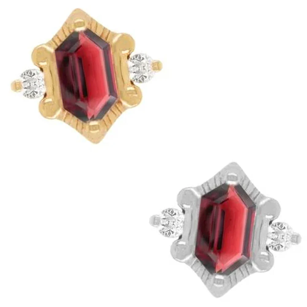 threadless: "Reyna" End in Gold with Garnet & CZ's