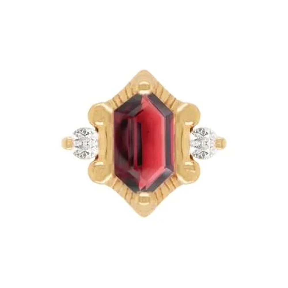 threadless: "Reyna" End in Gold with Garnet & CZ's - Image 2