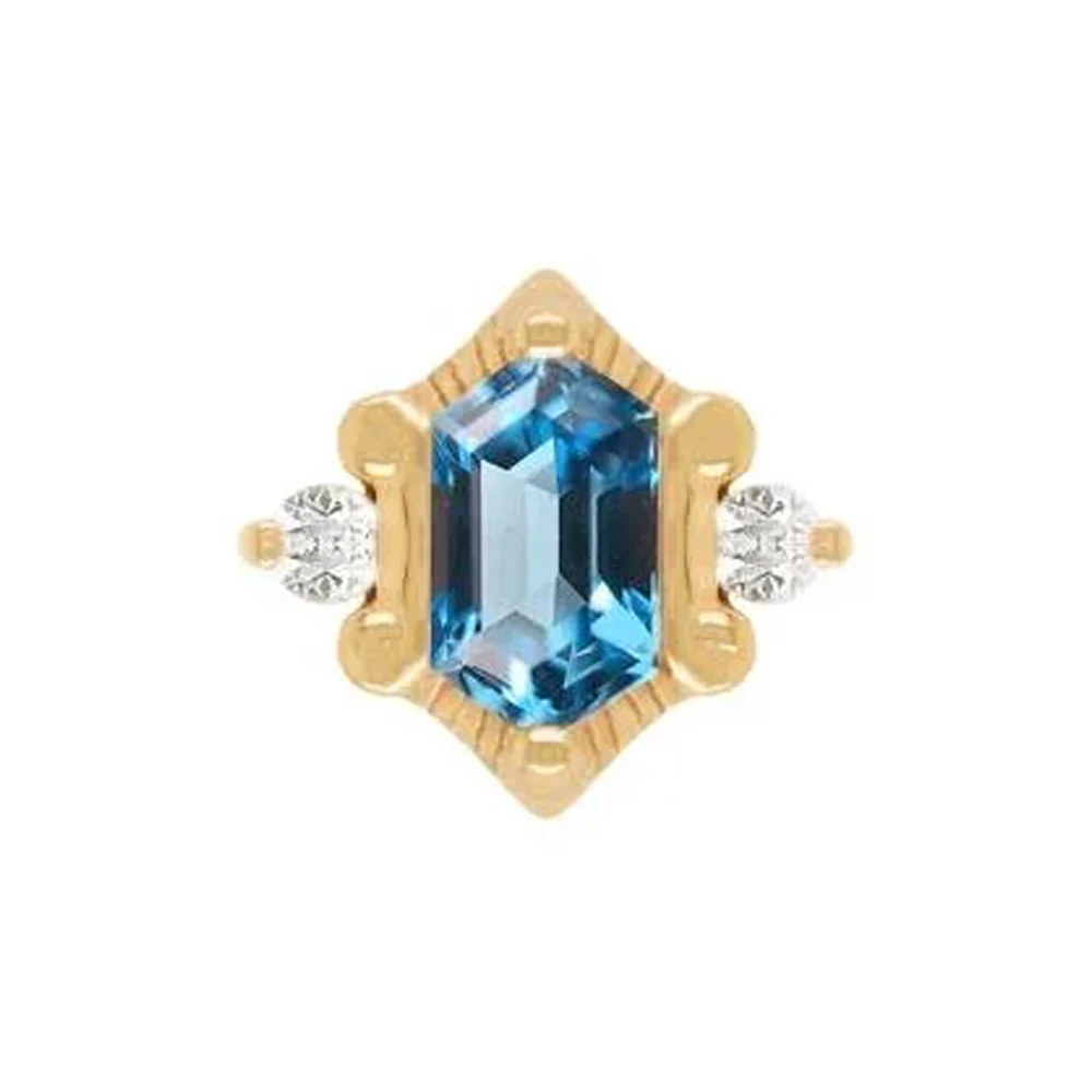 threadless: "Reyna" End in Gold with London Blue Topaz & CZ's - Image 2