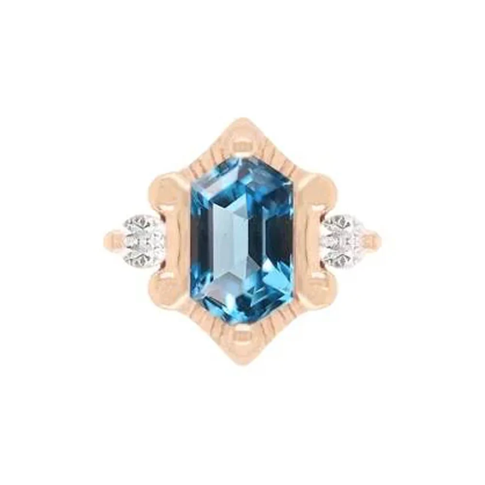 threadless: "Reyna" End in Gold with London Blue Topaz & CZ's - Image 4