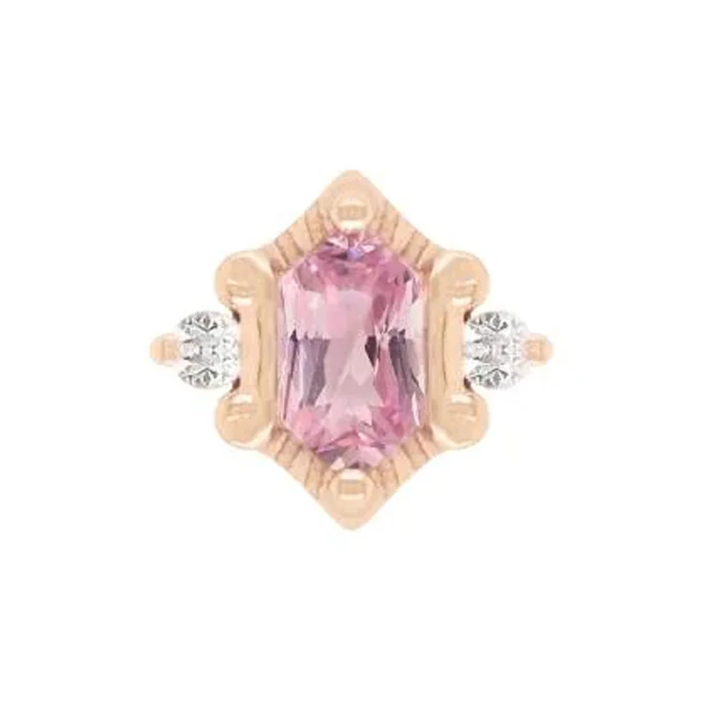threadless: "Reyna" End in Gold with Pink Tourmaline & CZ's