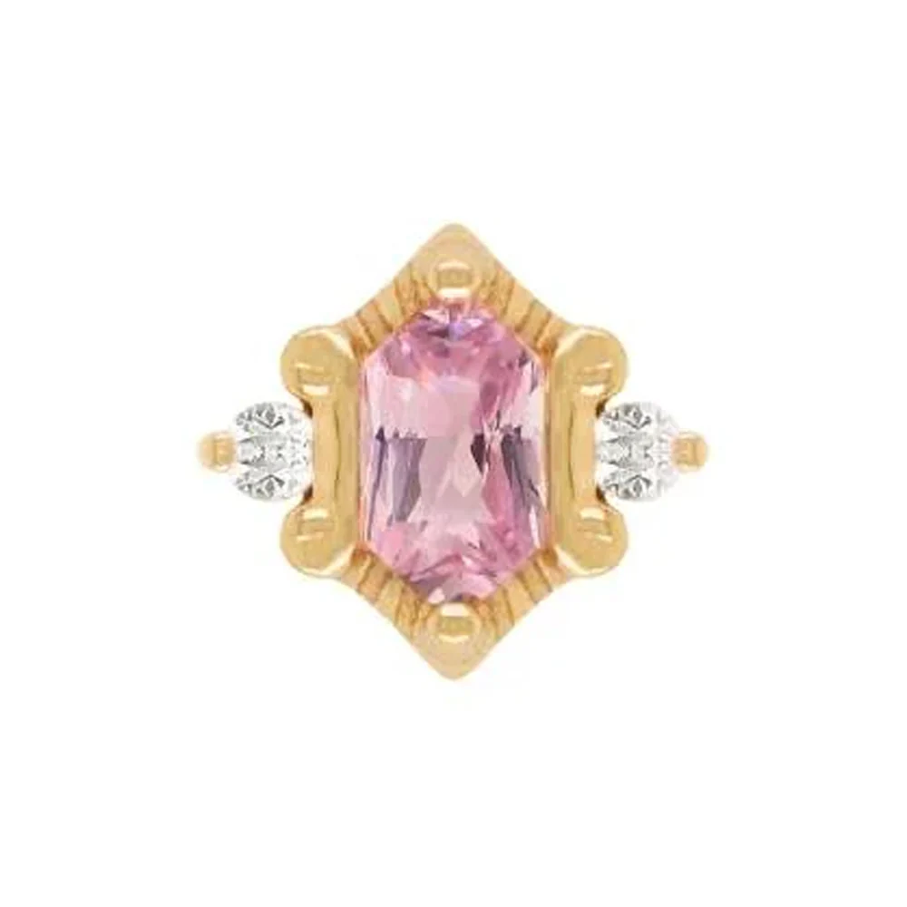 threadless: "Reyna" End in Gold with Pink Tourmaline & CZ's - Image 2