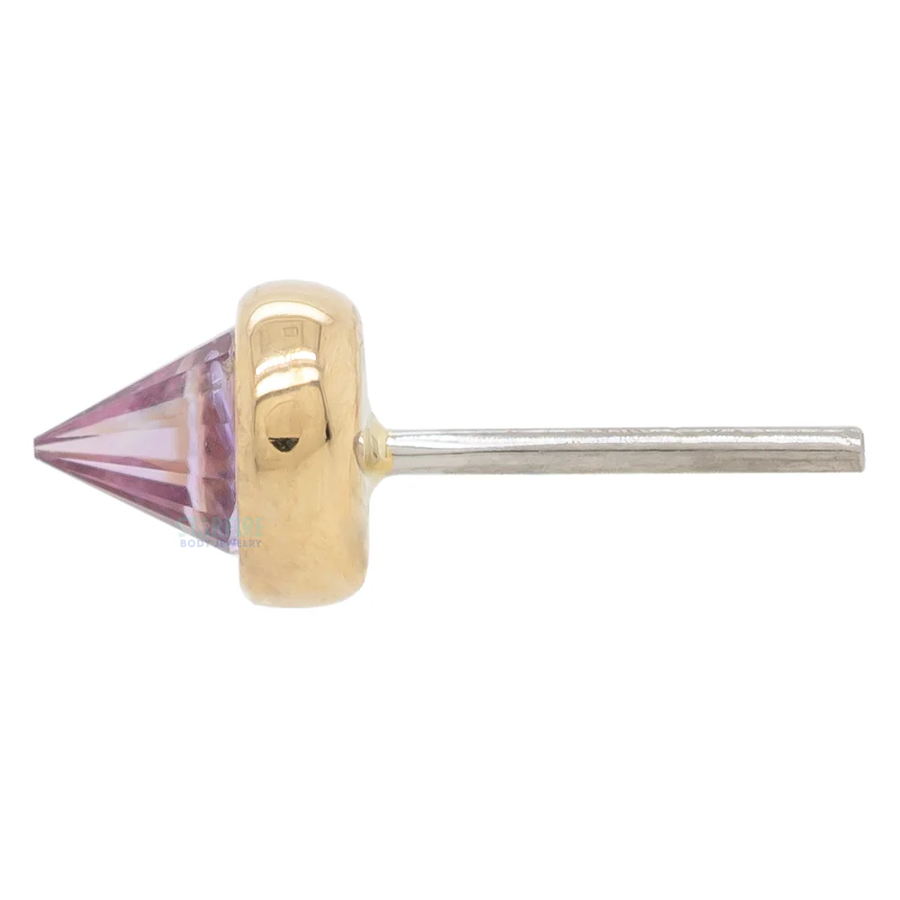 threadless: Round Bezel Reverse Set End in Gold with Amethyst - Image 3