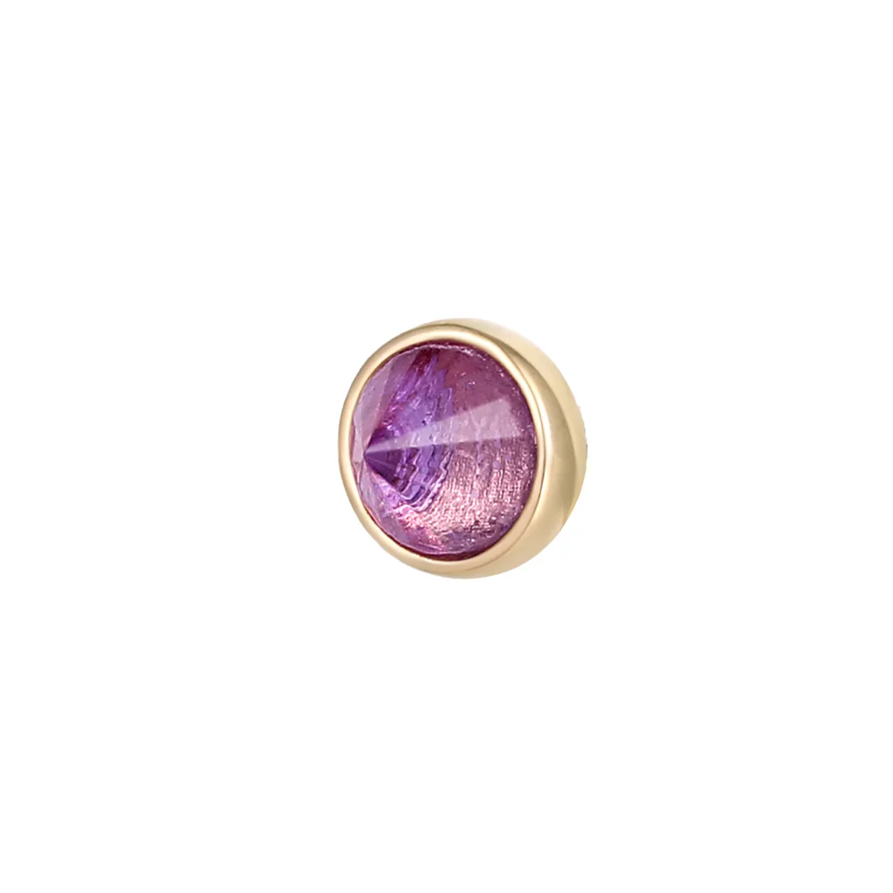 threadless: Round Bezel Reverse Set End in Gold with Amethyst - Image 4