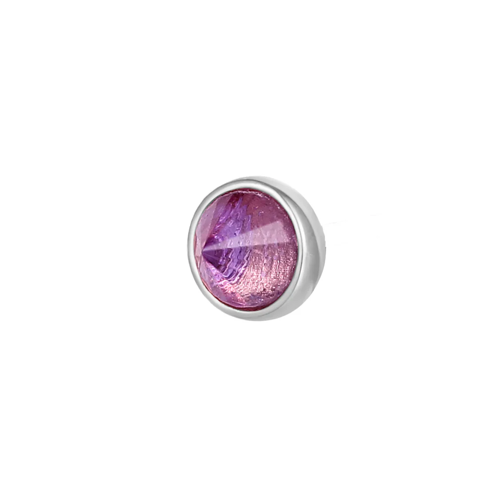 threadless: Round Bezel Reverse Set End in Gold with Amethyst - Image 5