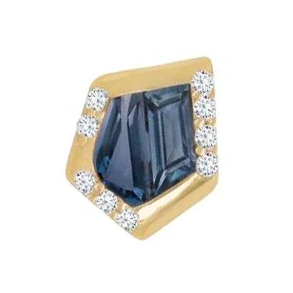 threadless: "Route" End in Gold with London Blue Topaz, Swiss Blue Topaz & CZ's - Image 2