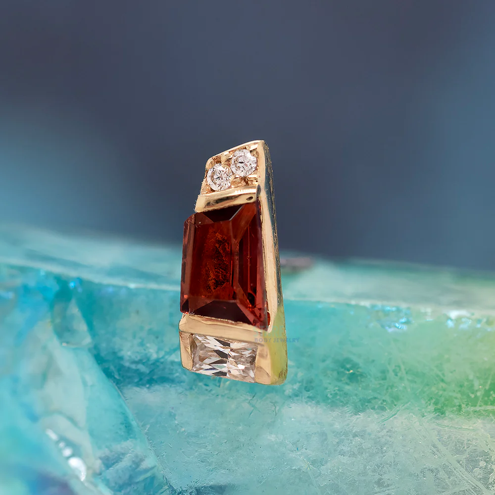 threadless: "Saboteur" End in Gold with Garnet & CZ's - Image 2
