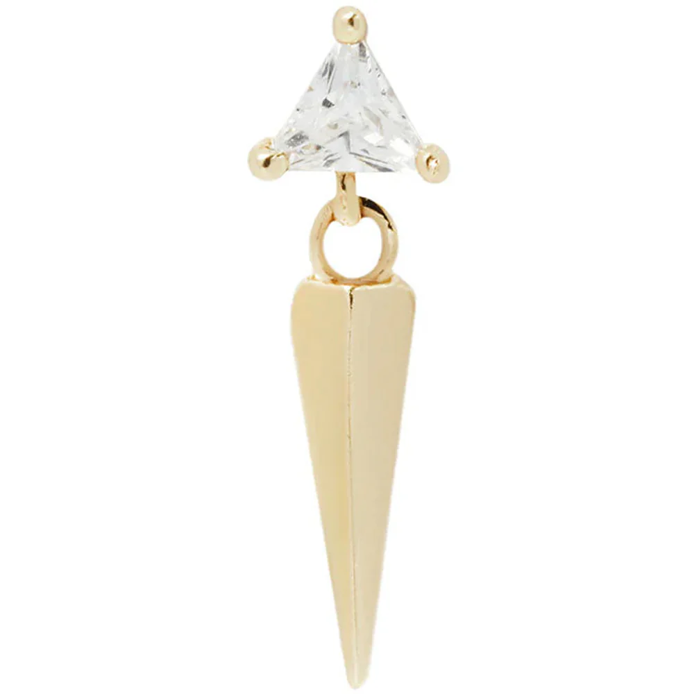 threadless: "Saint" End with Dangle in Gold with CZ - Image 2