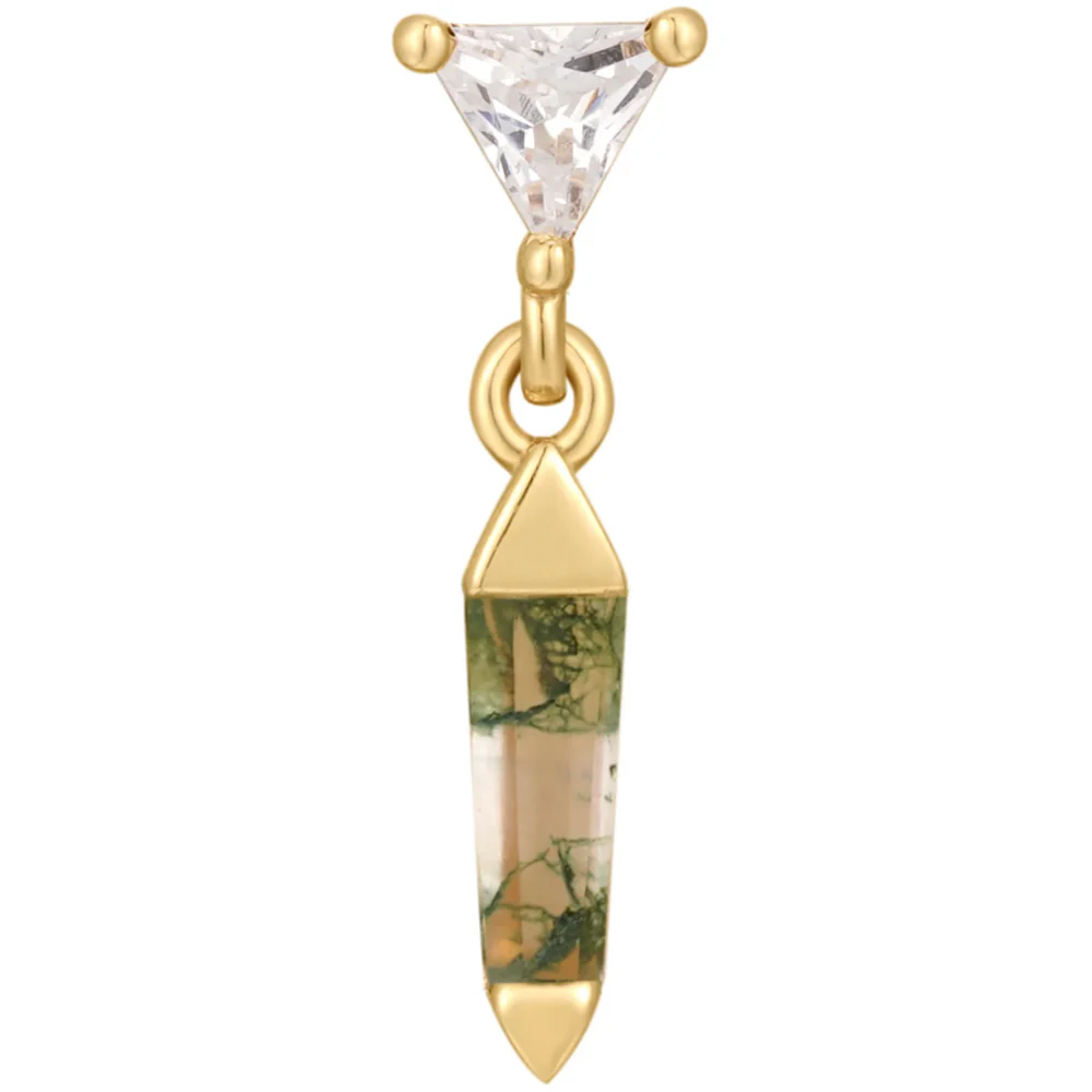 threadless: "Savvy" End with Dangle in Gold with Moss Agate & CZ - Image 2