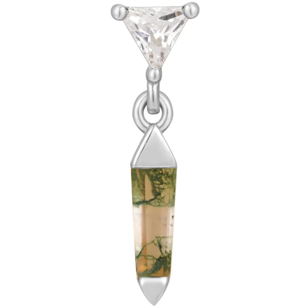 threadless: "Savvy" End with Dangle in Gold with Moss Agate & CZ - Image 3