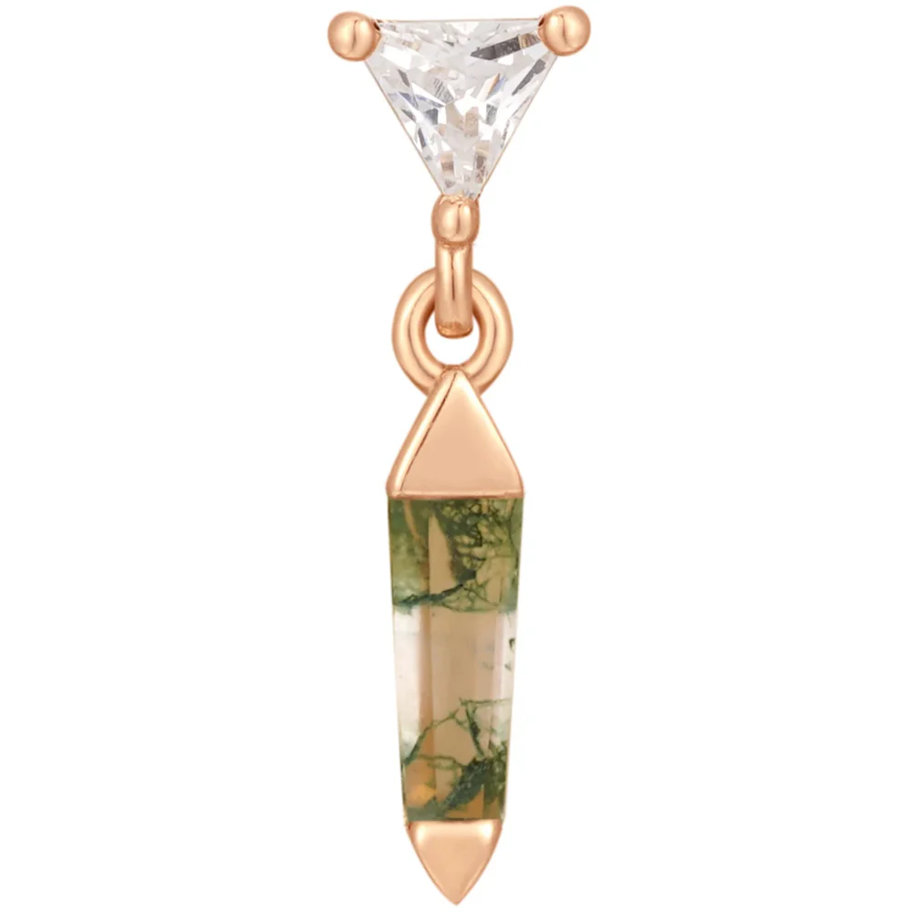 threadless: "Savvy" End with Dangle in Gold with Moss Agate & CZ - Image 4