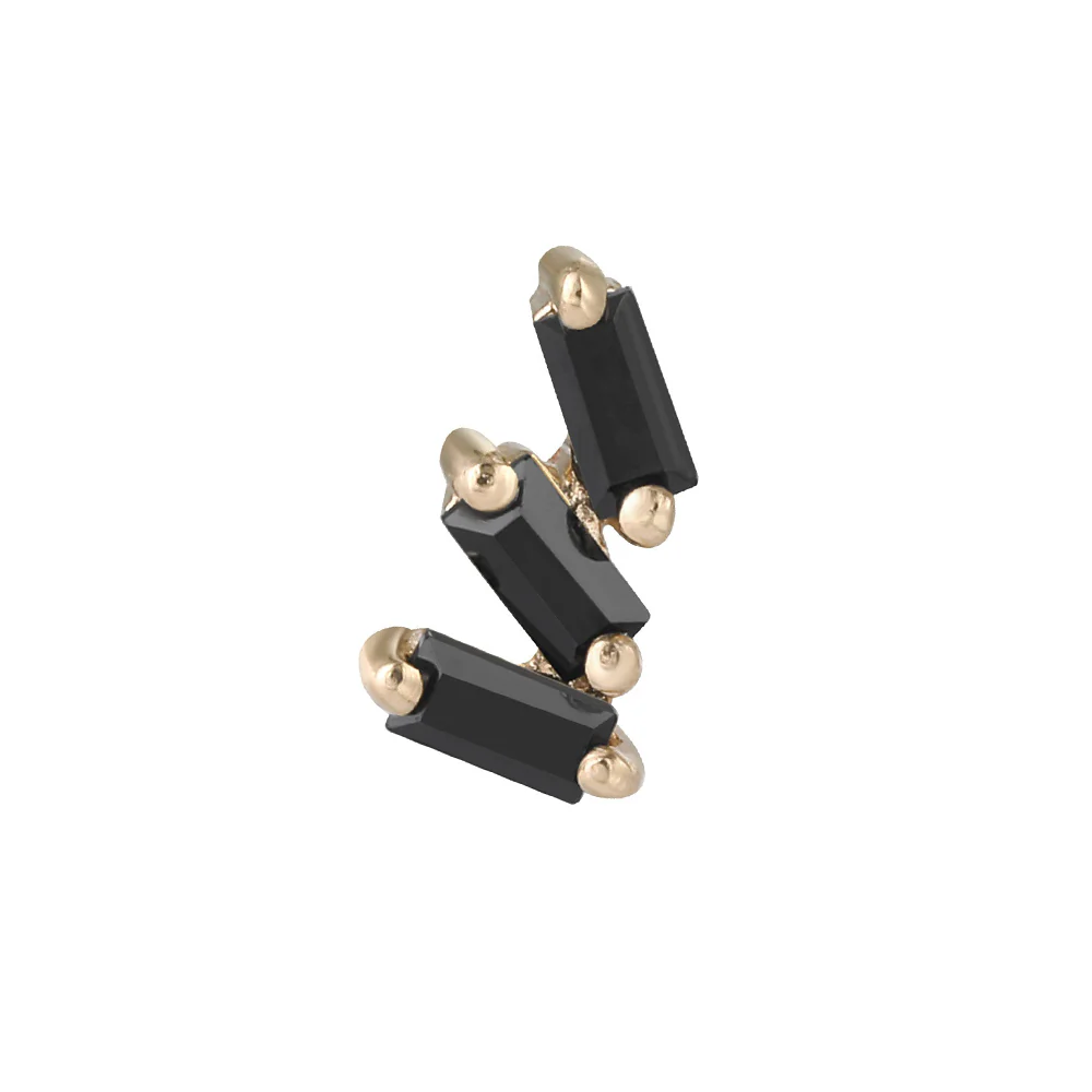 threadless: "Staxx" End in Gold with Black Spinel - Image 2
