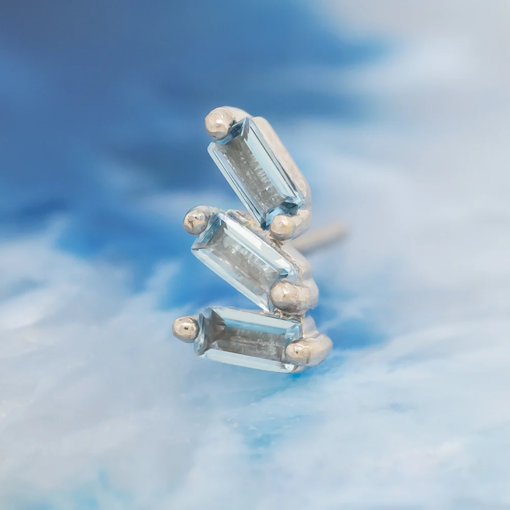 threadless: "Staxx" End in Gold with London Blue Topaz' - Image 2