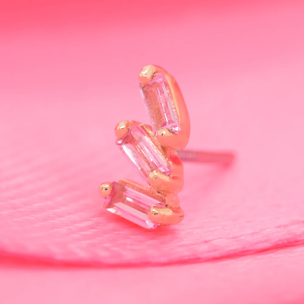 threadless: "Staxx" End in Gold with Pink Sapphire - Image 2