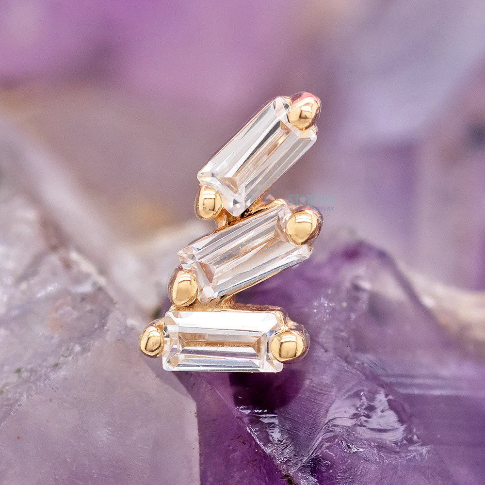 threadless: "Staxx" End in Gold with White CZ's - Image 2