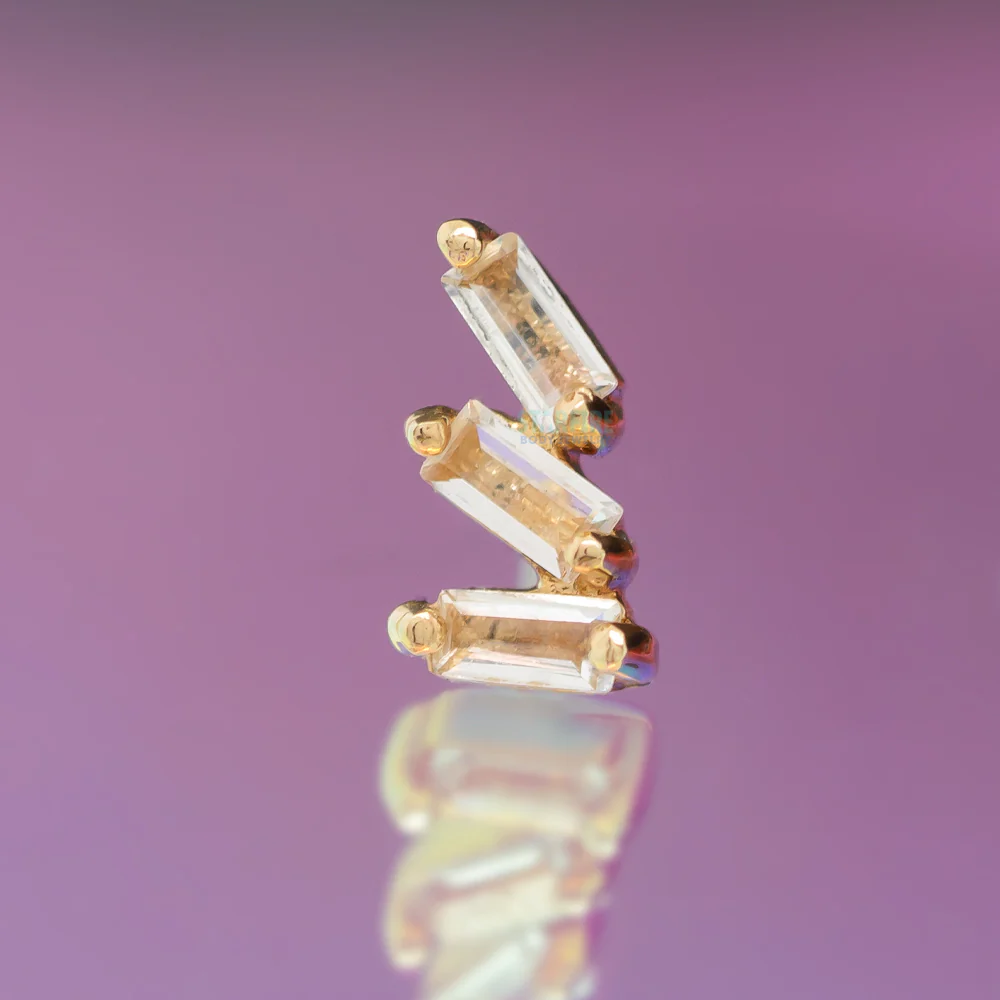 threadless: "Staxx" End in Gold with White Topaz' - Image 2