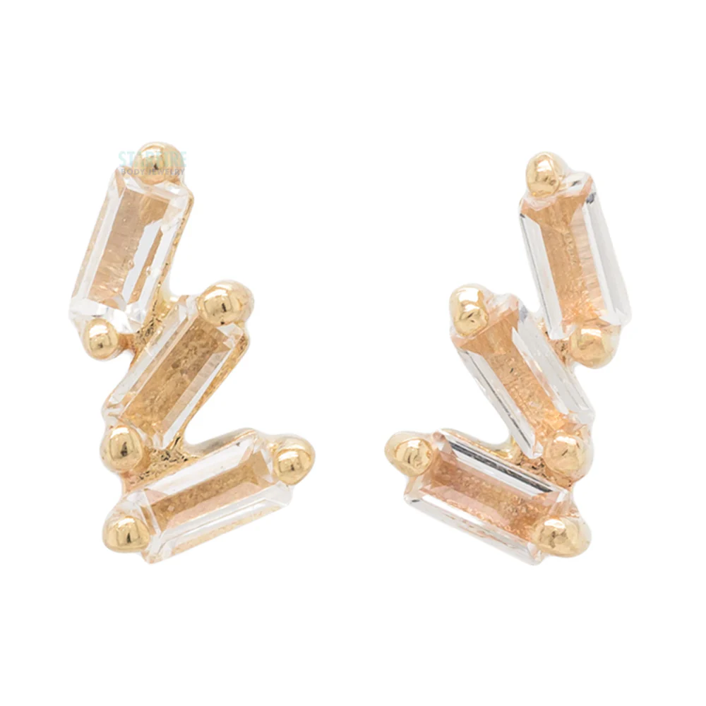 threadless: "Staxx" End in Gold with White Topaz' - Image 3