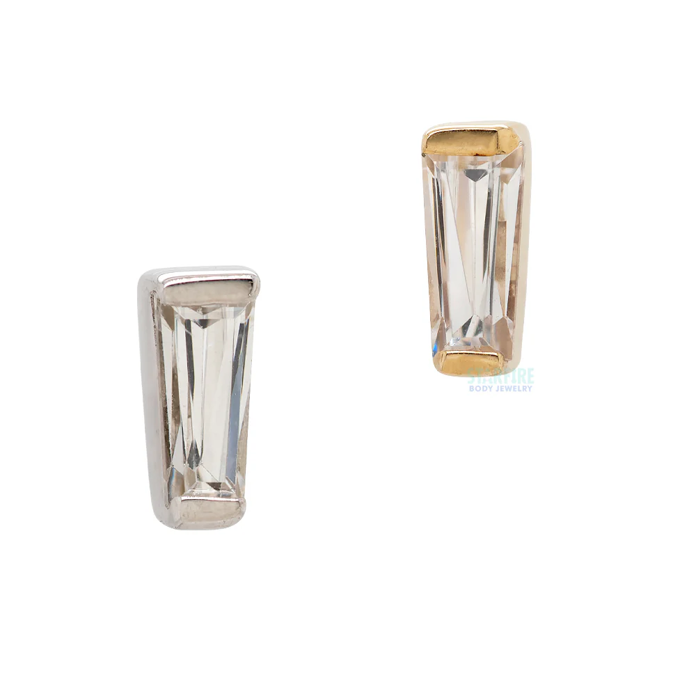 threadless: Tapered Baguette End in Gold with White CZ