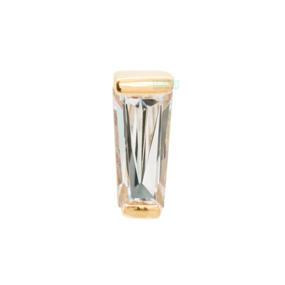 threadless: Tapered Baguette End in Gold with White CZ - Image 3