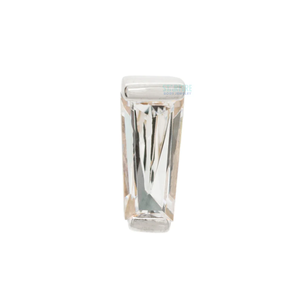 threadless: Tapered Baguette End in Gold with White CZ - Image 4