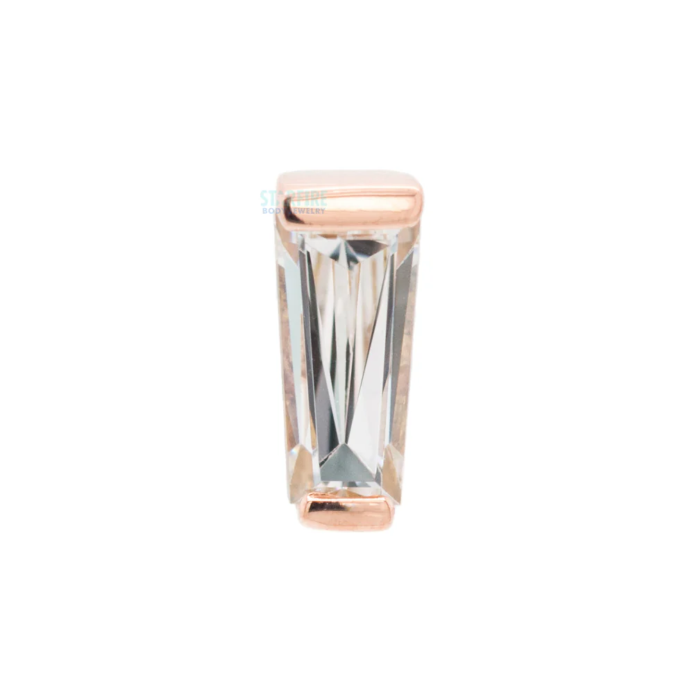 threadless: Tapered Baguette End in Gold with White CZ - Image 5